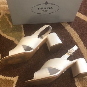 PRADA 25S CRISSCROSS SANDALS IN WHITE CALFSKIN main image 1
